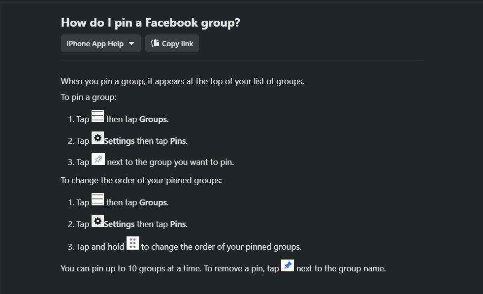 How to pin a group on Facebook? 