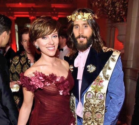 Jared Leto, attending an event with Scarlett Johansson.